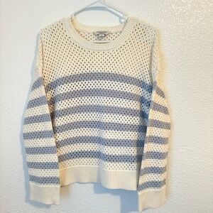 Standard Surplus Striped Sweater Women’s L White Blue Knit Pullover Casual